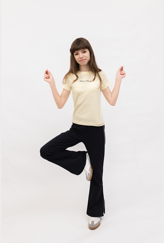 Legginsy dziecięce flare (dzwony) z lamówką i rozcięciami