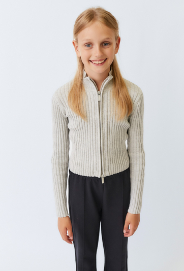 Sweter dziewczęcy z golfem rozpinany