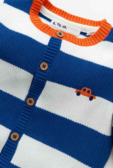 Sweter niemowlęcy w paski – rozpinany