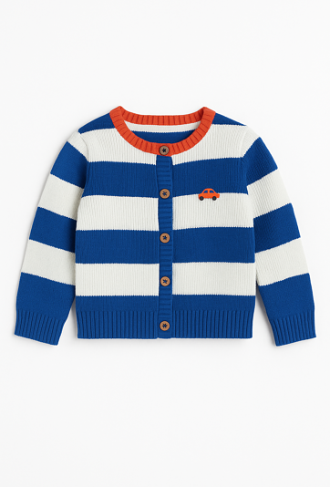 Sweter niemowlęcy w paski – rozpinany