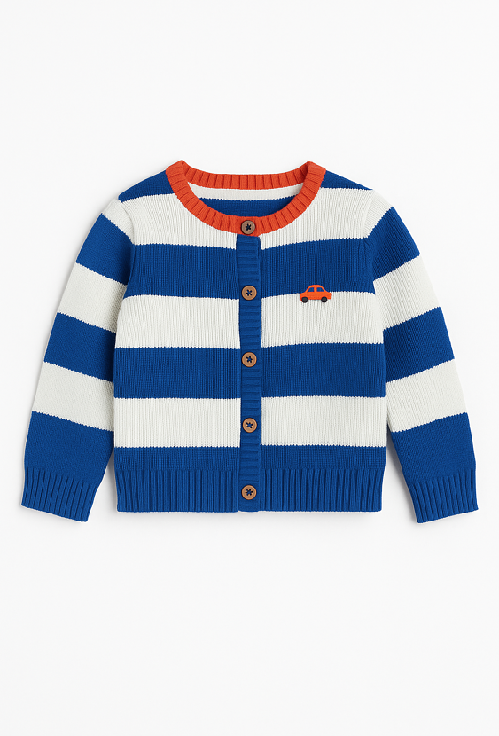 Sweter niemowlęcy w paski – rozpinany