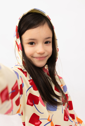 Bluza dziewczęca z kapturem w czereśnie