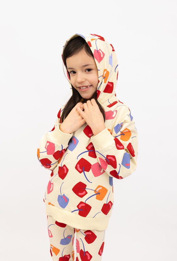 Bluza dziewczęca z kapturem w czereśnie