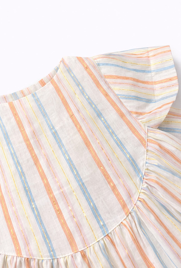 Niemowlęca sukienka w kolorowe i metaliczne paski