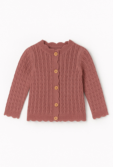 Sweter niemowlęcy rozpinany z warkoczowym splotem