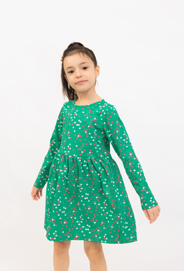 Sukienka dziewczęca w serduszka z długim rękawem