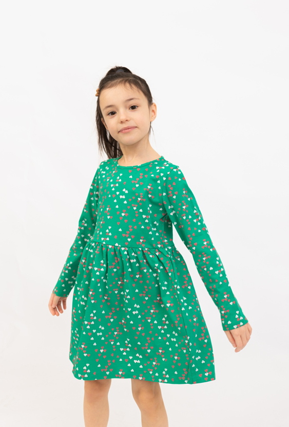 Sukienka dziewczęca w serduszka z długim rękawem