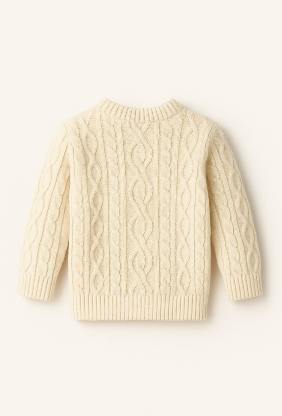 Sweter chłopięcy rozpinany z warkoczowym splotem