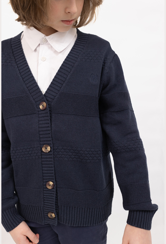 Kardigan chłopięcy z dekoltem w serek