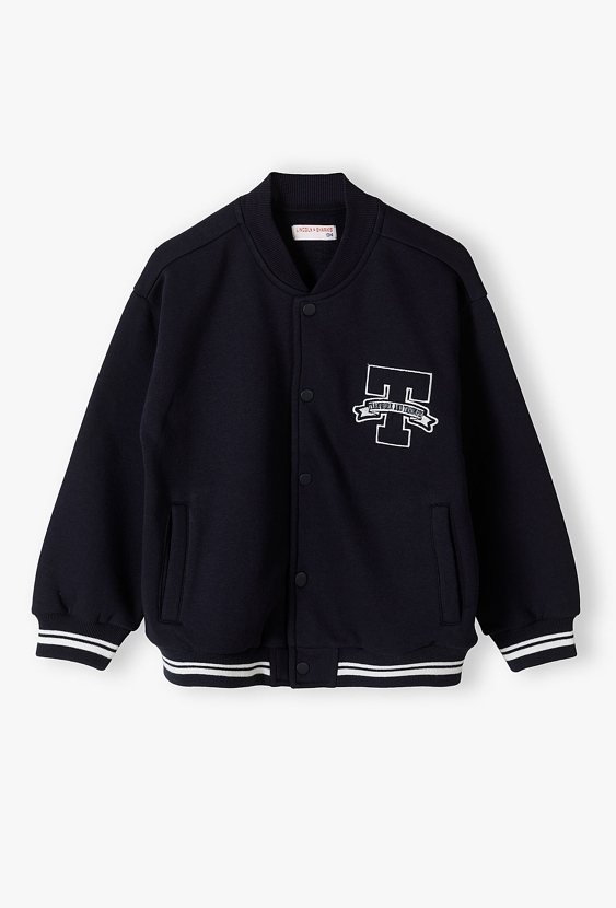 Bluza dresowa dla chłopca - granatowa bomberka - Lincoln&Sharks