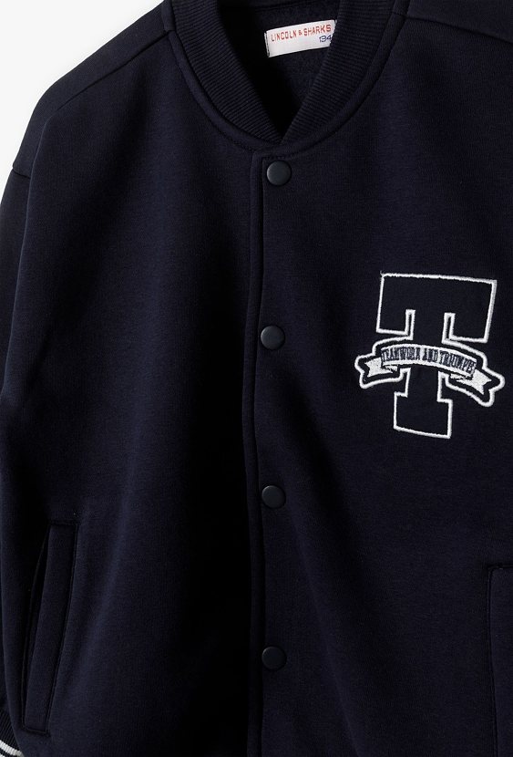 Bluza dresowa dla chłopca - granatowa bomberka - Lincoln&Sharks