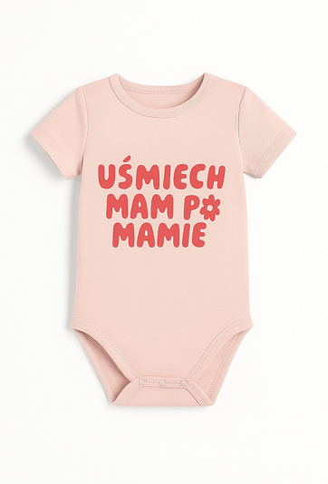 Body niemowlęce „Uśmiech mam po mamie” – różowe