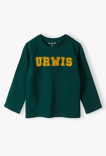 Zielona bluzka dzianinowa z napisem URWIS - 5.10.15.