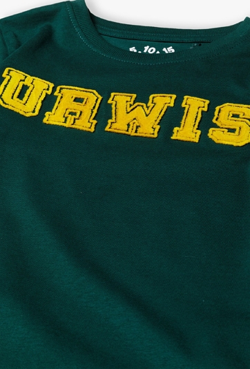 Zielona bluzka dzianinowa z napisem URWIS - 5.10.15.