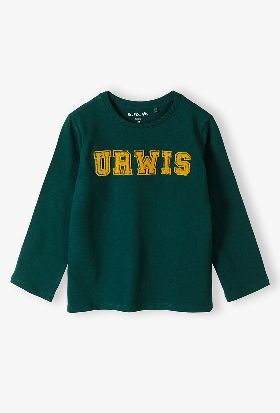 Zielona bluzka dzianinowa z napisem URWIS - 5.10.15.