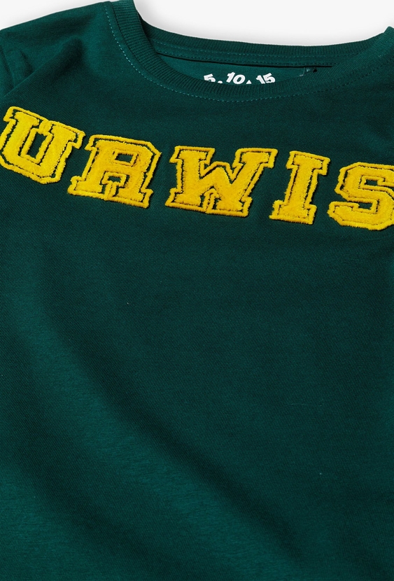 Zielona bluzka dzianinowa z napisem URWIS - 5.10.15.