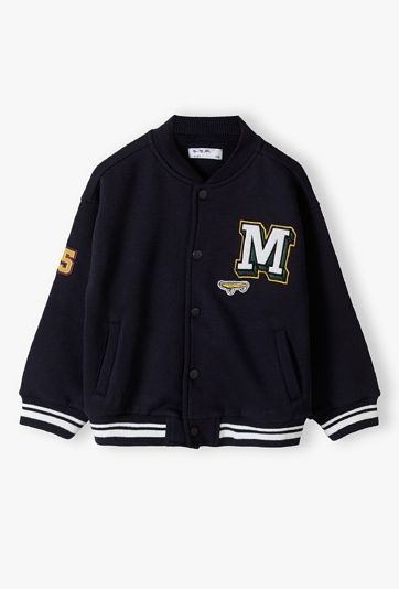 Bluza dzianinowa dla chłopca - granatowa bomberka - 5.10.15.