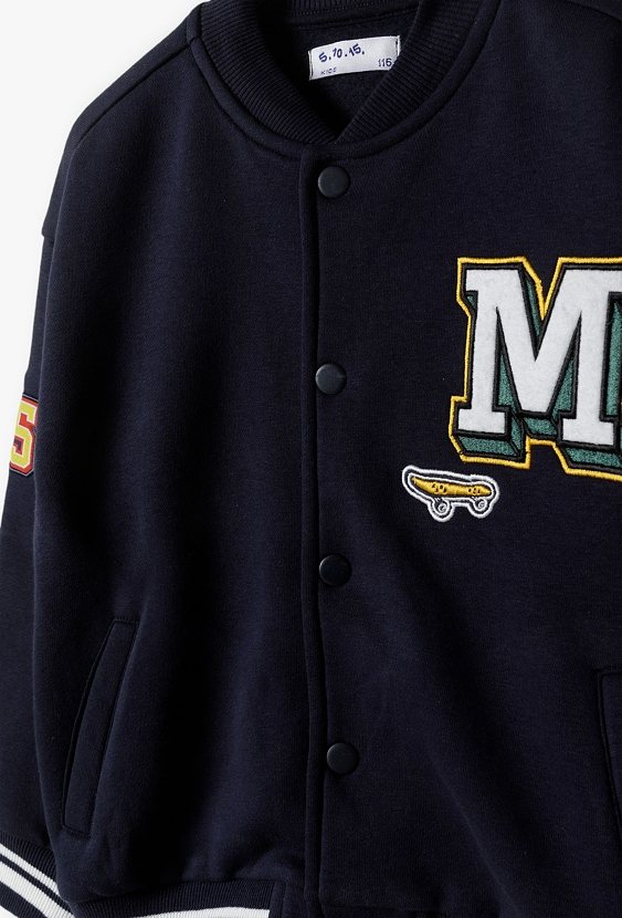 Bluza dzianinowa dla chłopca - granatowa bomberka - 5.10.15.