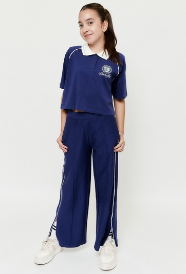 Granatowe spodnie dziewczęce - Wide Leg - Limited Edition