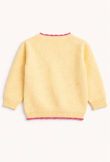 Sweter niemowlęcy rozpinany z kontrastowym wykończeniem