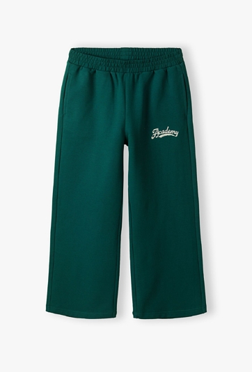 Dresowe spodnie dla dziewczynki - Wide Leg - zielone - 5.10.15.