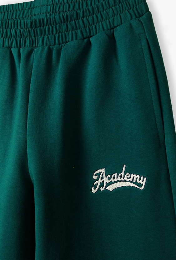 Dresowe spodnie dla dziewczynki - Wide Leg - zielone - 5.10.15.