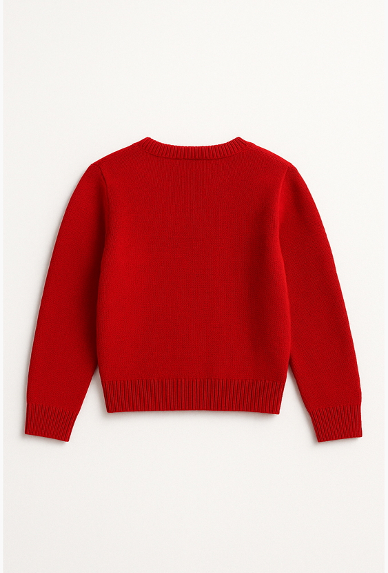 Dziewczęcy czerwony sweter z kokardą