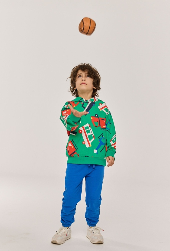 Bluza nierozpinana z kapturem nadruk autka