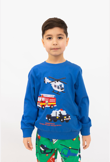 Bluzka chłopięca z długim rękawem „Pojazdy z klocków”