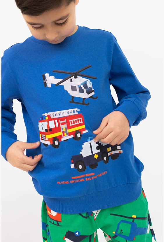 Bluzka chłopięca z długim rękawem „Pojazdy z klocków”