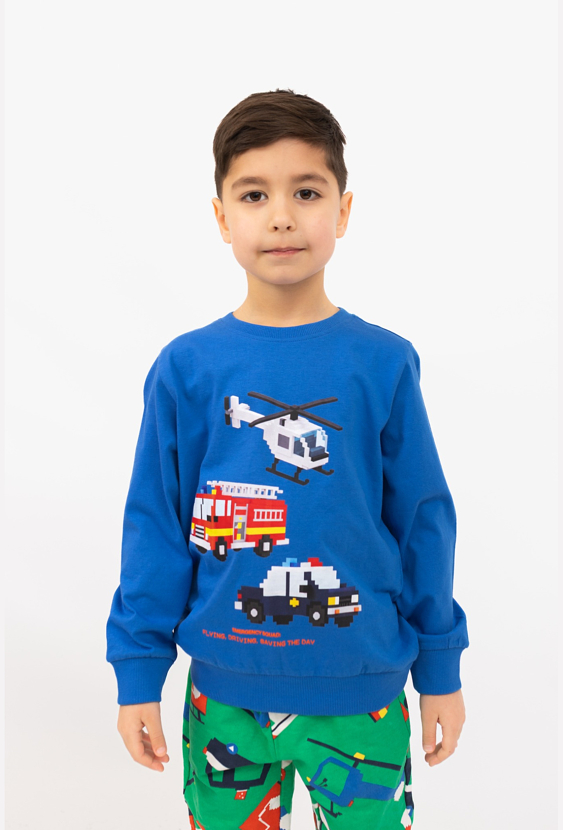 Bluzka chłopięca z długim rękawem „Pojazdy z klocków”