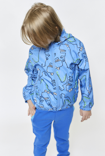 Kurtka chłopięca przejściowa - niebieska w dinozaury