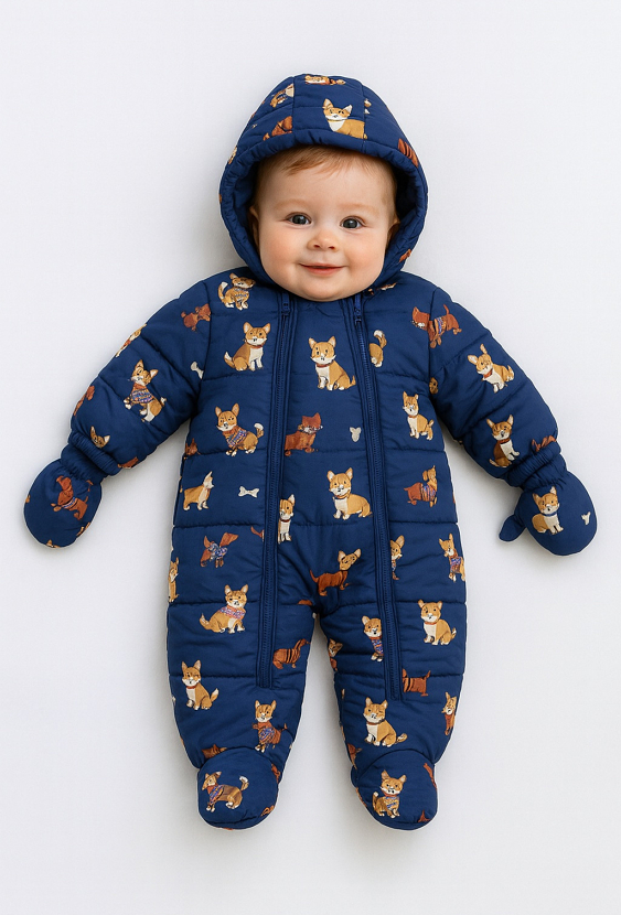 Kombinezon niemowlęcy ocieplany w pieski