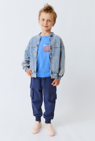 Kurtka jeansowa dziecięca bomber – jasny denim.