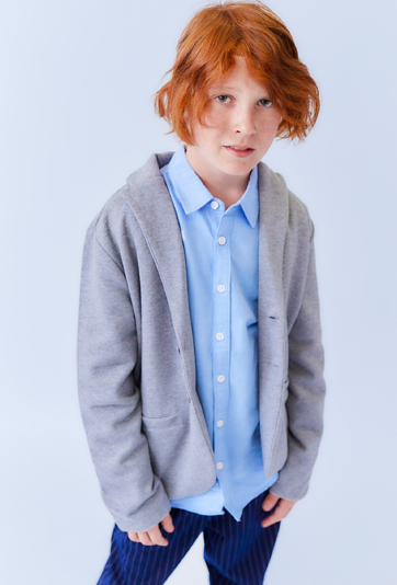Szara marynarka chłopięca z dzianiny strukturalnej