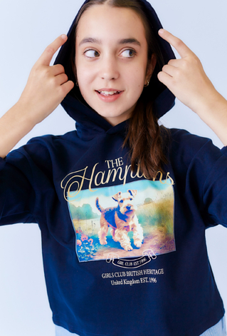 Bluza dziewczęca z kapturem i nadrukiem pieska