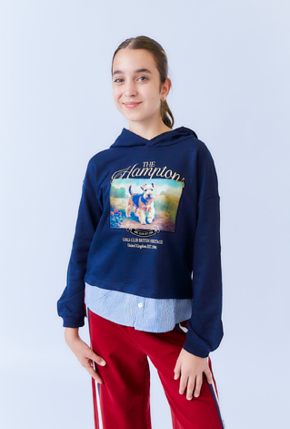 Bluza dziewczęca z kapturem i nadrukiem pieska