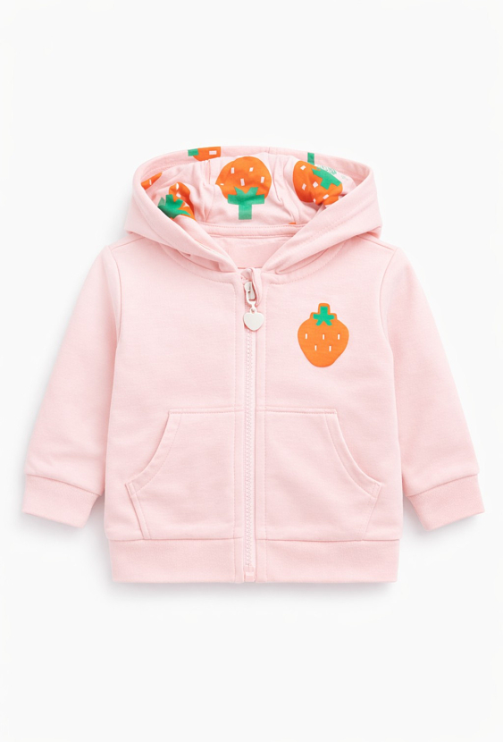 Bluza niemowlęca rozpinana z kapturem – truskawki