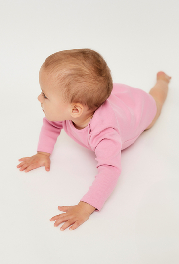 Różowe body w prążki - długi rękaw - 5.10.15.