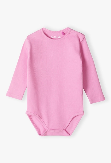 Różowe body w prążki - długi rękaw - 5.10.15.