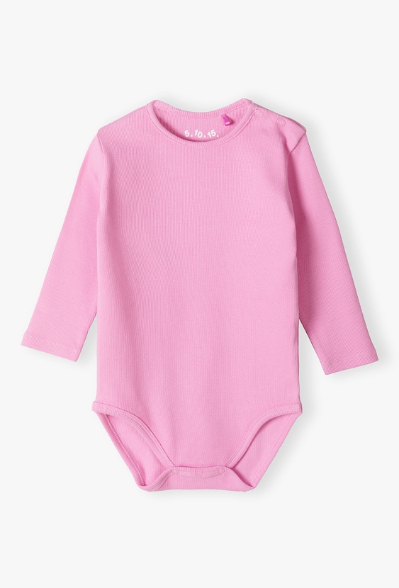 Różowe body w prążki - długi rękaw - 5.10.15.