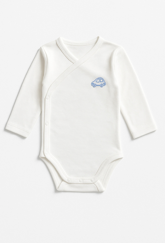 Body niemowlęce z długim rękawem interlock – samochodzik