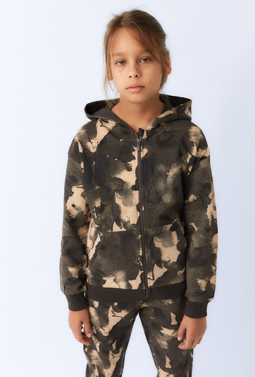 Chłopięca bluza z kapturem w wojskowy wzór