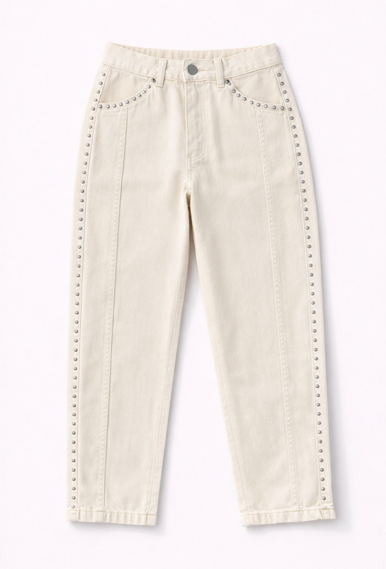 Dziewczęce jeansy z ozdobnymi nitami
