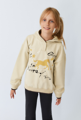 Bluza dziewczęca z kapturem i nadrukiem