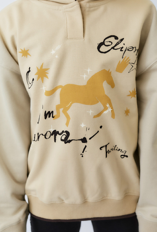 Bluza dziewczęca z kapturem i nadrukiem