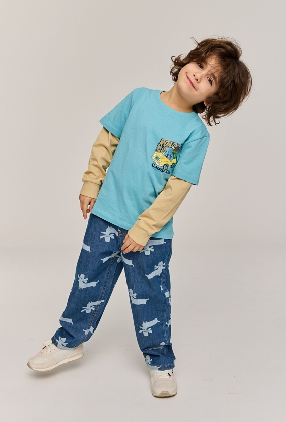 Jeansy chłopięce ze wzorem