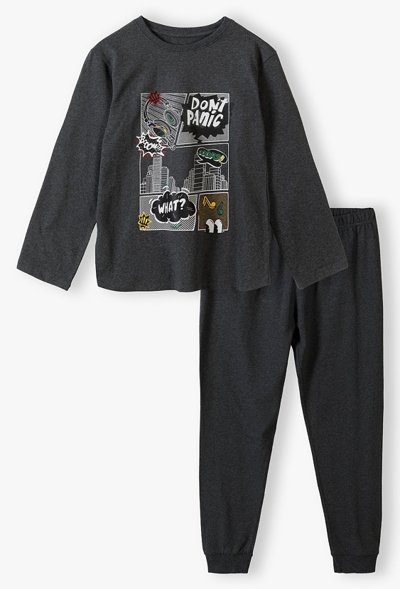 Bawełniana piżama dla chłopca - szara - Dont Panic - 5.10.15.