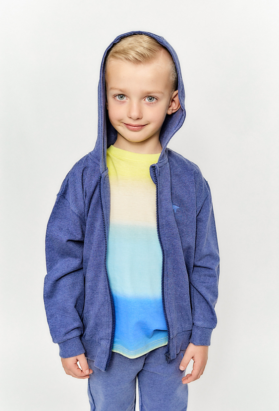 Bawełniana bluza dla chłopca - niebieska z dinozaurem