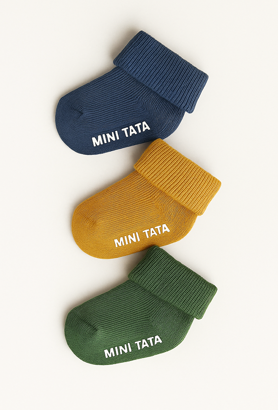 Skarpety niemowlęce 3-pak z napisem „Mini Tata”